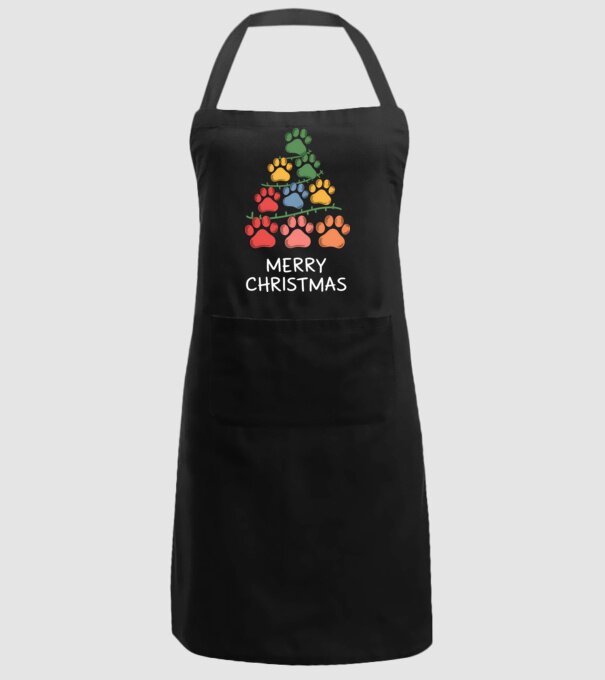 Merry Christmas Paws Negru model negru pe tricou