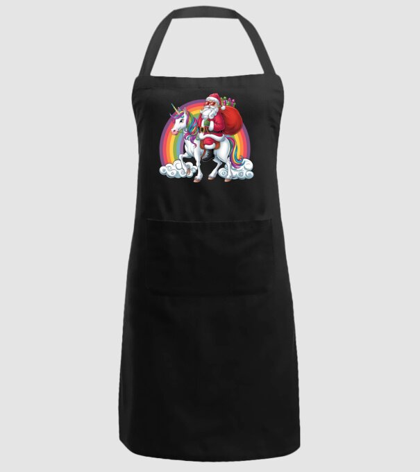 Moș Crăciun cool pe un unicorn 2 model negru pe tricou