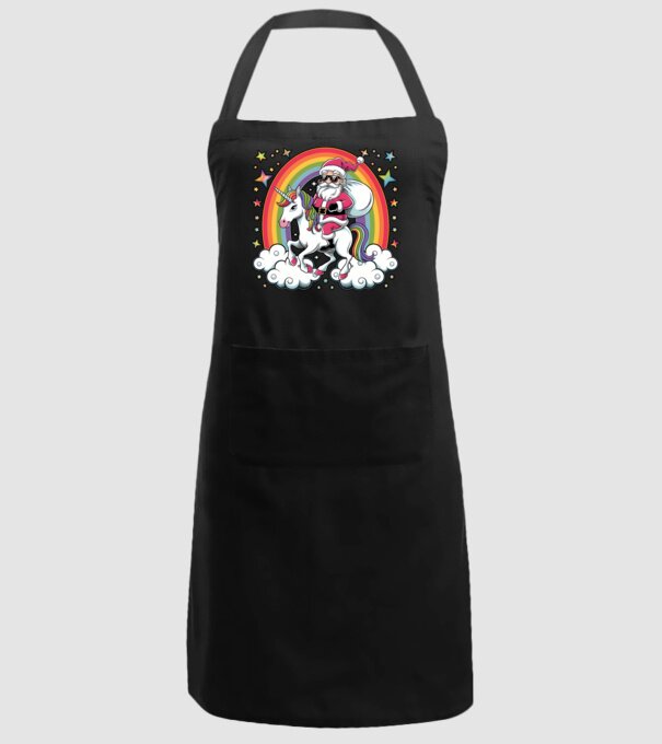 Moș Crăciun cool pe un unicorn model negru pe tricou