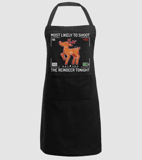 Most likely to shoot the reindeer tonight model negru pe tricou