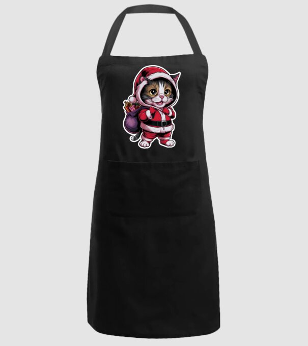 Santa Cat model negru pe tricou