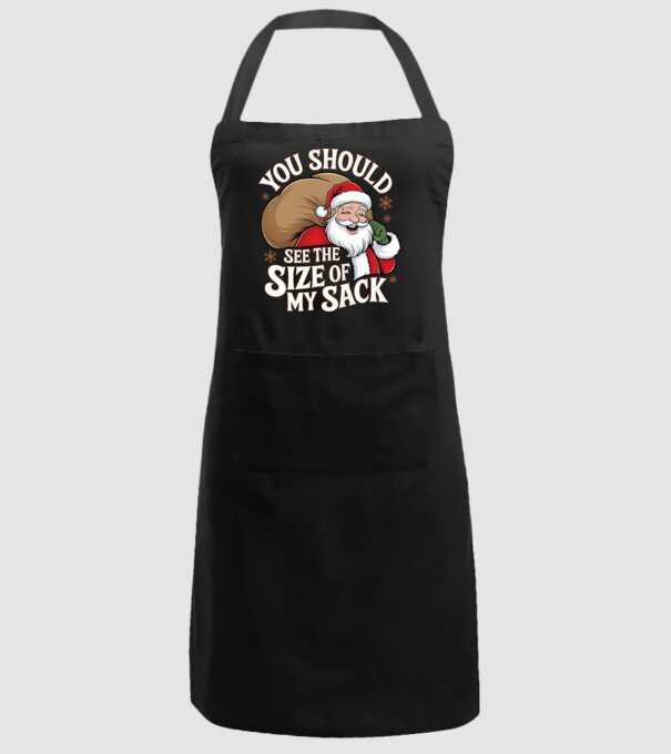 You Should See The Size Of My Sack Santa model negru pe tricou