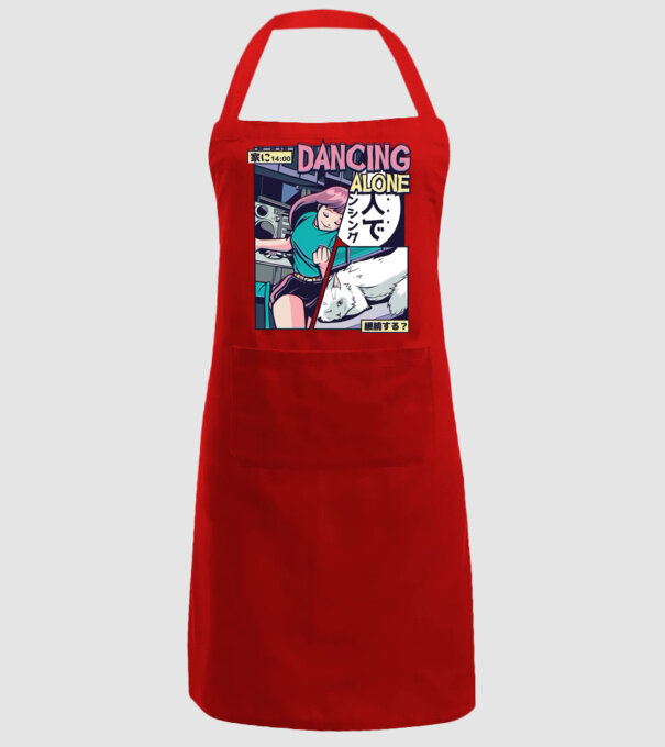 Anime Vaporwave Dancing Alone model roșu pe tricou