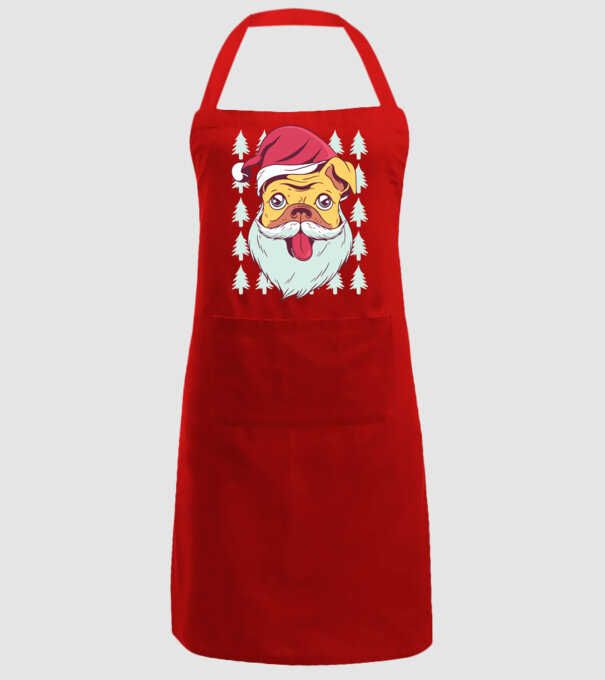 Tricou Crăciun Mops model roșu pe tricou