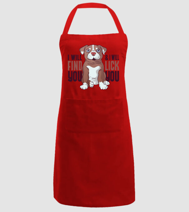 Pitbull - I will find you and I will lick you model roșu pe tricou