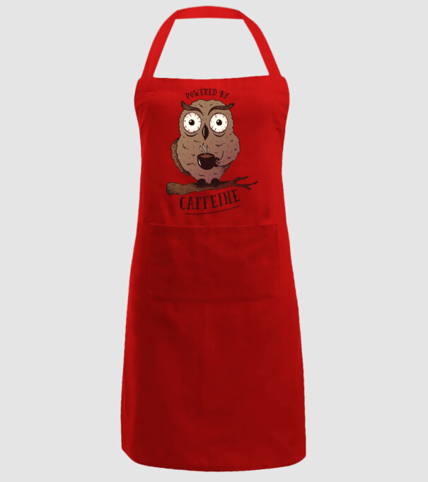 Powered by Caffeine - Tricou cu bufniță și energie de cafeină model roșu pe tricou
