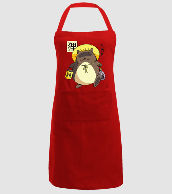 Tanuki Yokai model roșu pe tricou
