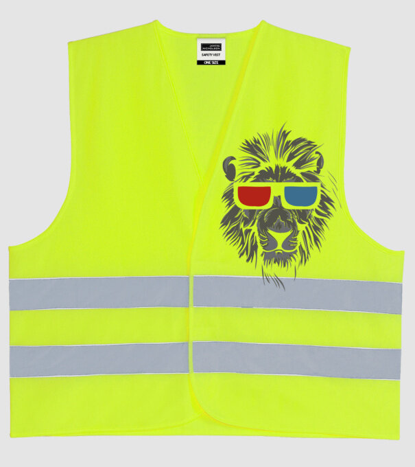 Leu 3d model galben neon pe tricou