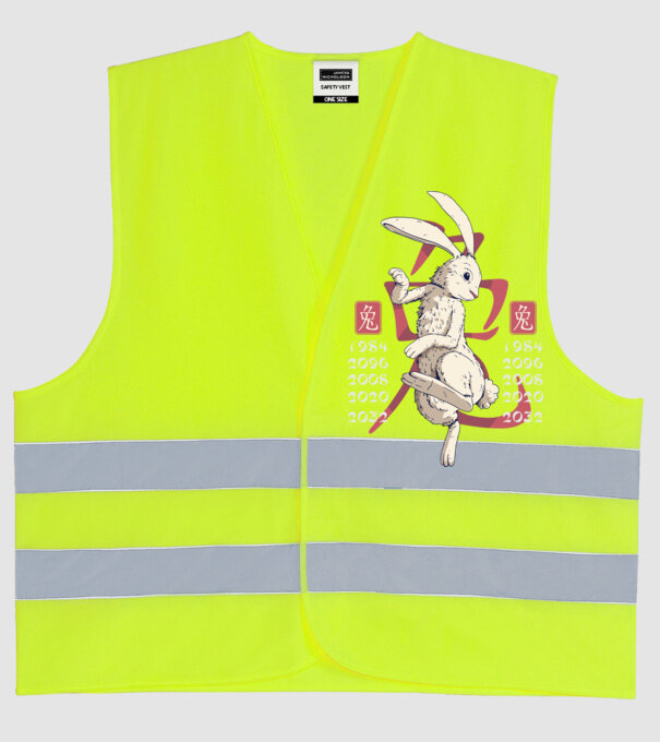 Year of the Rabbit model galben neon pe tricou