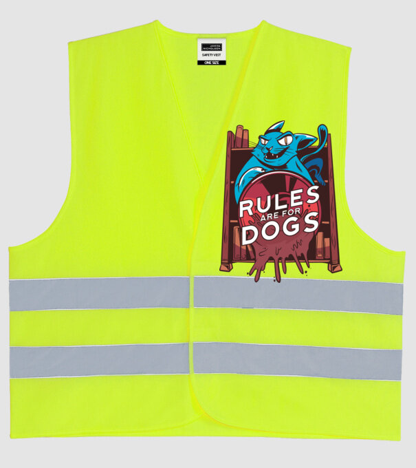 Regulile sunt pentru câini Cu pisică model galben neon pe tricou