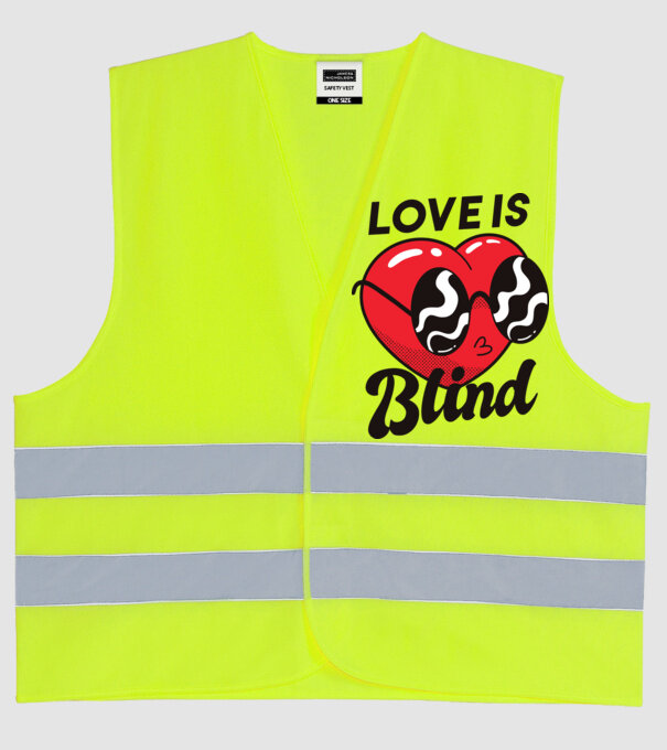 Dragostea este oarbă model galben neon pe tricou
