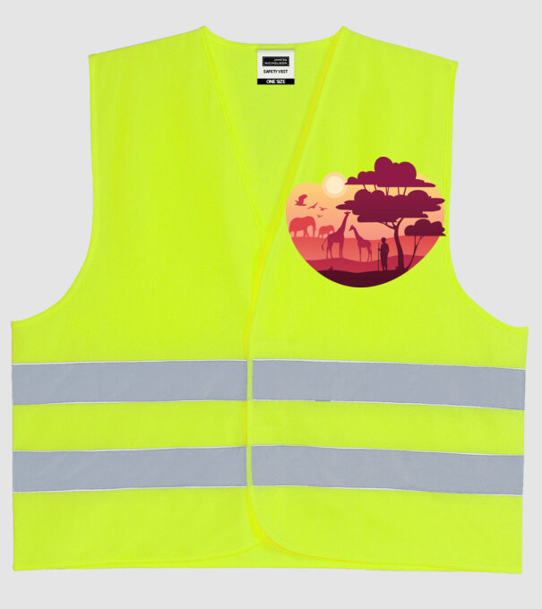 Peisaj african model galben neon pe tricou