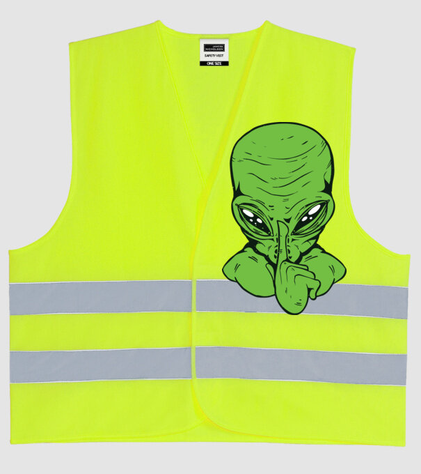 Alien Psst model galben neon pe tricou