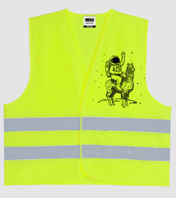 Alpaca Astronaut model galben neon pe tricou