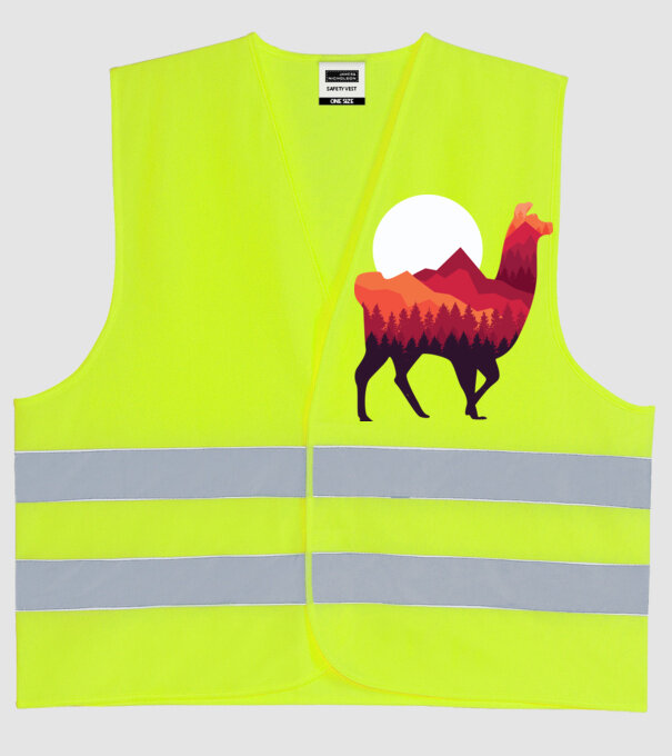 Pădure Alpaca model galben neon pe tricou