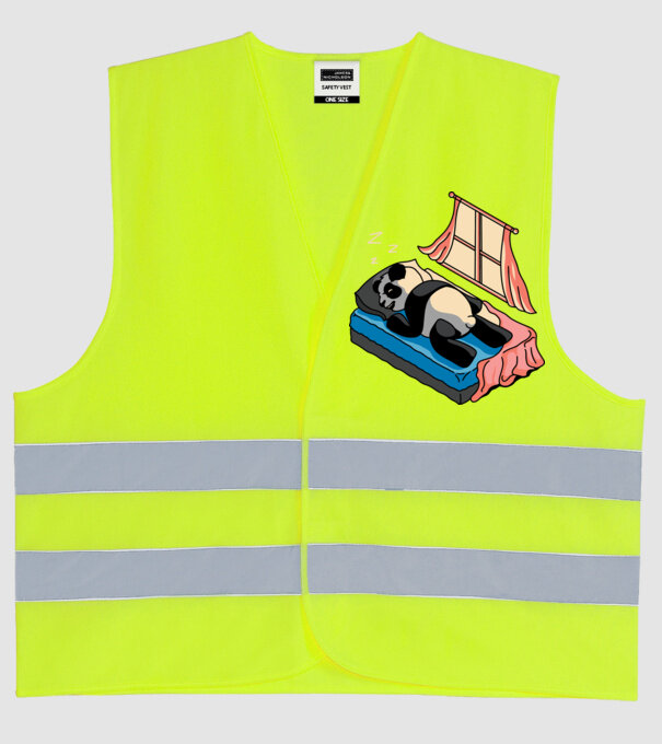 Panda dormind model galben neon pe tricou