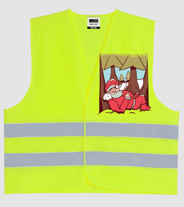 Moș Crăciun dormind model galben neon pe tricou