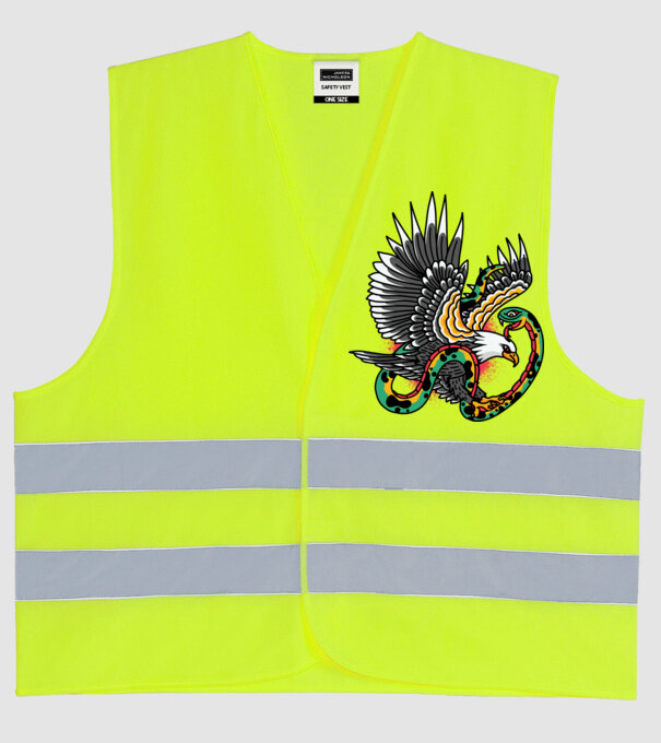 Vultur American model galben neon pe tricou