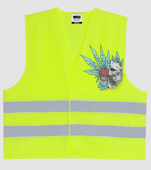 Ancient Skull model galben neon pe tricou