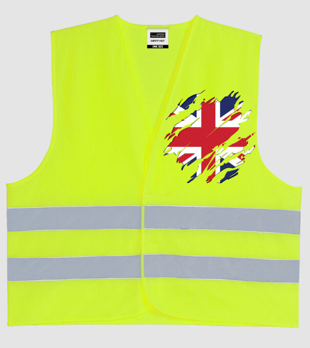 UK Steagul Regatului Unit model galben neon pe tricou