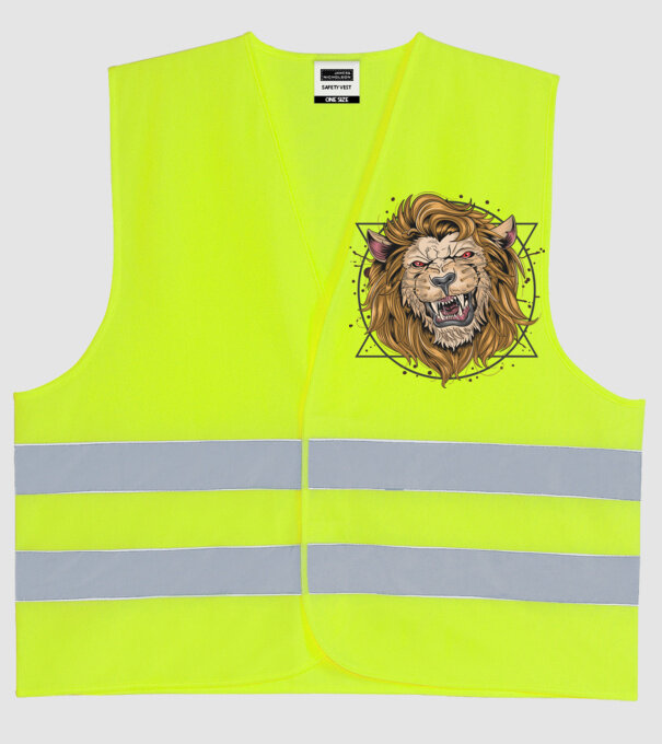 angry lion model galben neon pe tricou