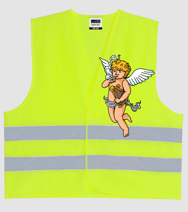 Înger cu Țigaretă model galben neon pe tricou