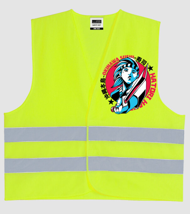 Fată Anime cu sabie model galben neon pe tricou