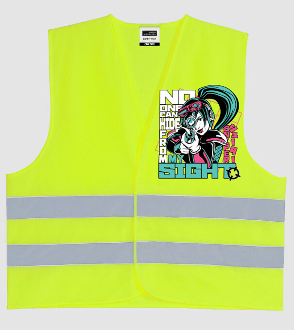 Anime Fată Lunetistă model galben neon pe tricou