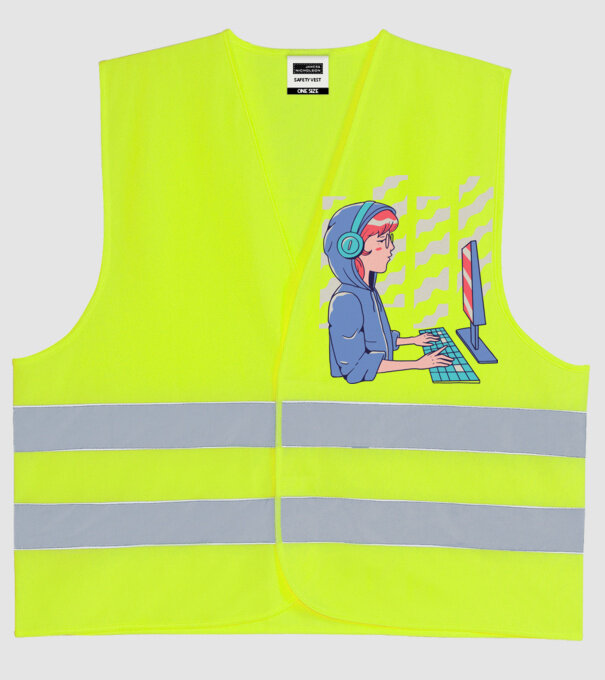Anime Programator fată model galben neon pe tricou