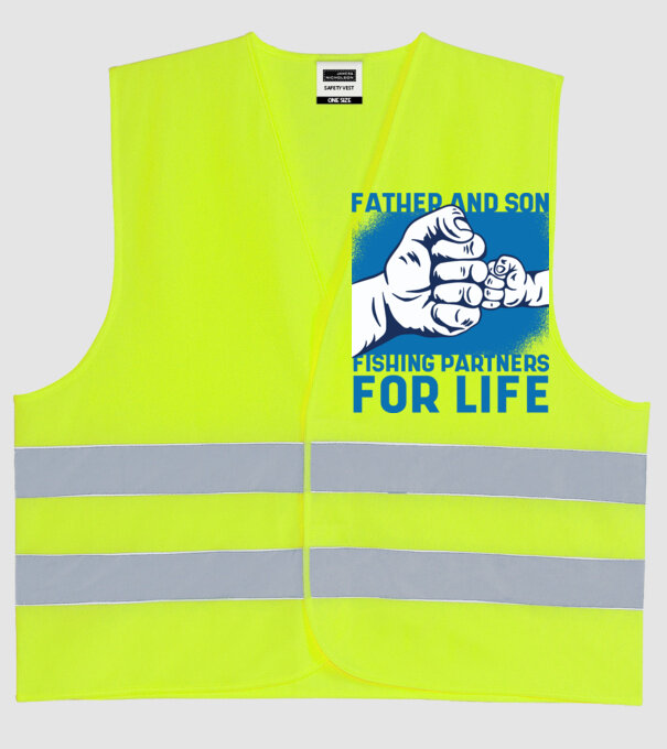 Tată și fiu Parteneri de pescuit pe viață model galben neon pe tricou