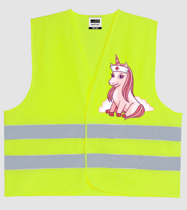 Îngrijitor unicorn model galben neon pe tricou