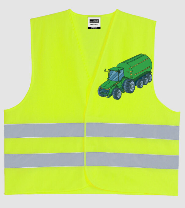 Tractor de recoltare model galben neon pe tricou