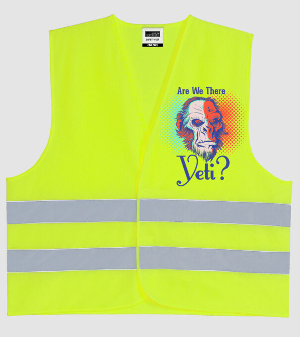 Are we there Yeti model galben neon pe tricou
