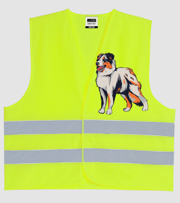 Câine ciobănesc Australian model galben neon pe tricou