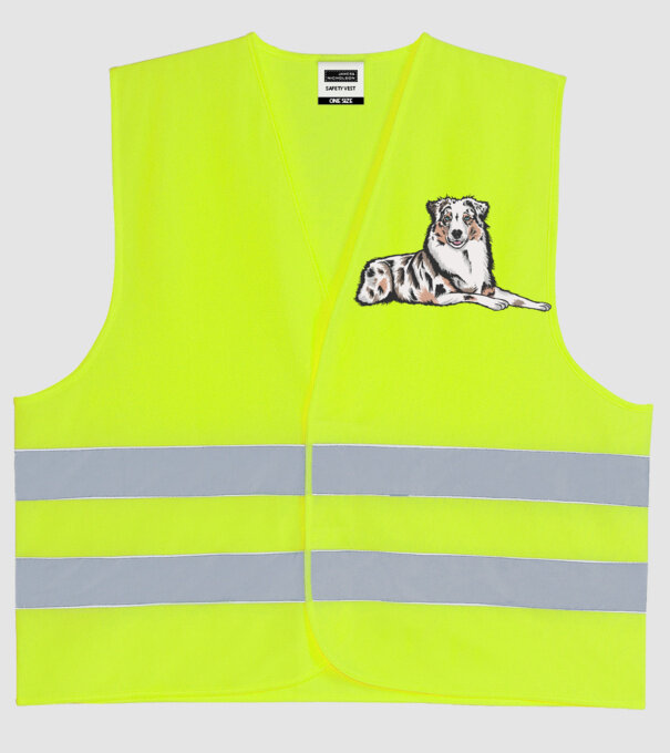 Câine ciobănesc Australian model galben neon pe tricou