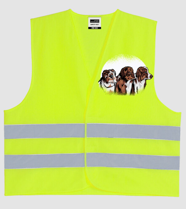 Câine ciobănesc Australian model galben neon pe tricou