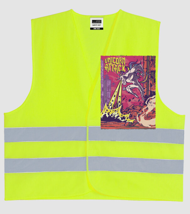 Atacul Unicornului model galben neon pe tricou