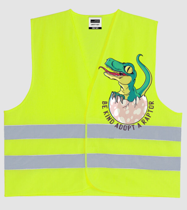 Be kind adopt a Raptor tricou cu dinozaur model galben neon pe tricou