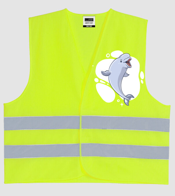 Balenă Beluga model galben neon pe tricou