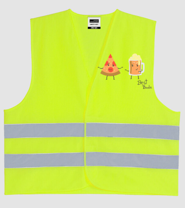 Best Buds - Pizza + Beer model galben neon pe tricou