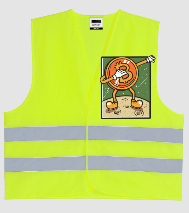 Bitcoin DAB model galben neon pe tricou