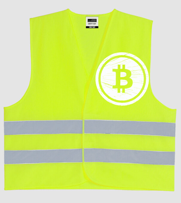 Bitcoin logo model galben neon pe tricou
