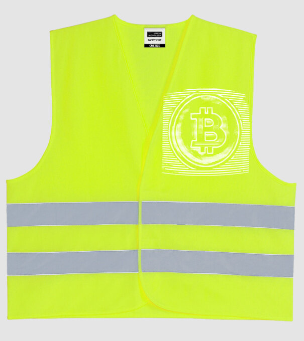 Bitcoin logo model galben neon pe tricou