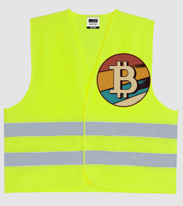 Bitcoin retro model galben neon pe tricou