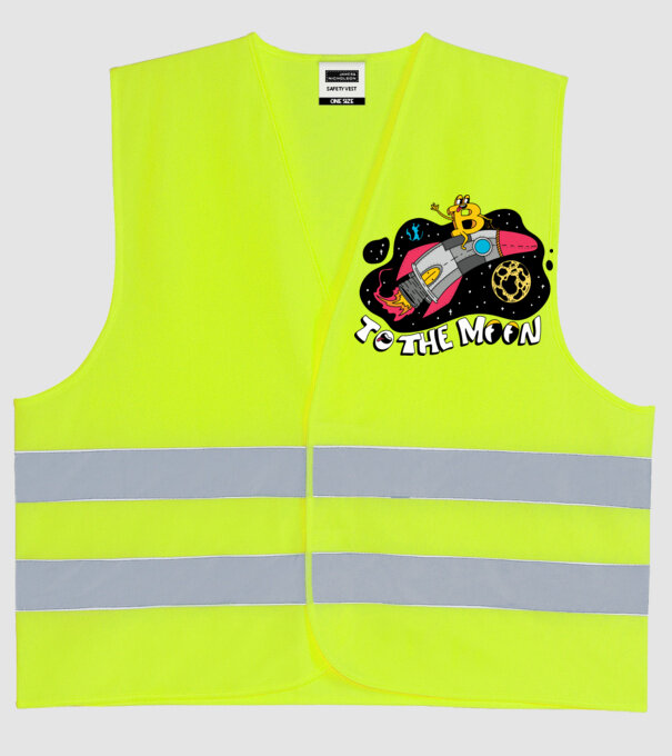 Bitcoin to the moon model galben neon pe tricou