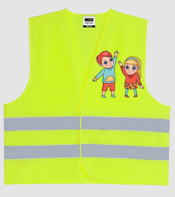 Copii fericiți model galben neon pe tricou