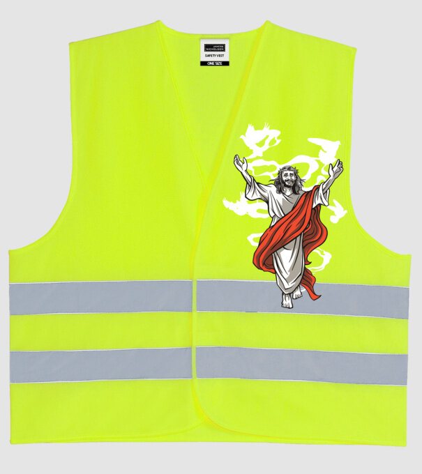 Isus fericit tricou creștin model galben neon pe tricou