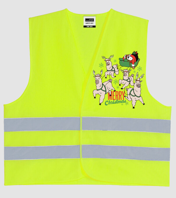 Crăciun Fericit Moș Crăciun Leneș model galben neon pe tricou