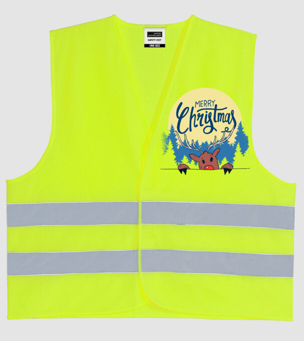 Crăciun Fericit Moș Crăciun cu ren model galben neon pe tricou