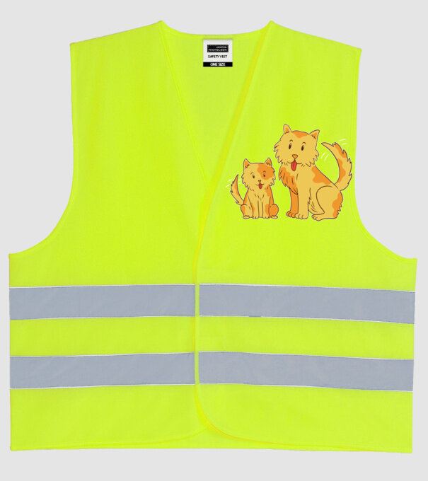 Câini fericiți model galben neon pe tricou